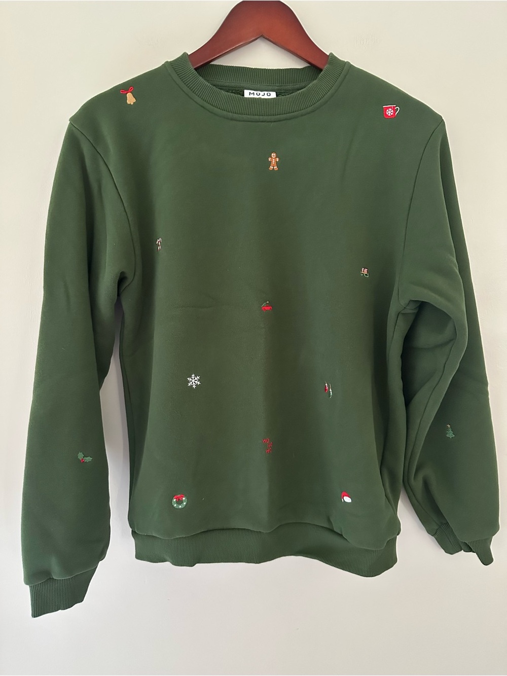 Embroidered Green Winter Christmas Cozy Sweatshirt